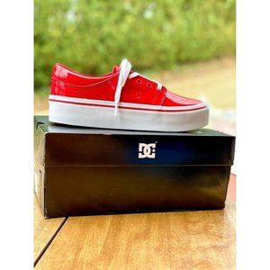 DC Trase Platform SE Patent Red Leather Skater Shoes Women’s Size 8 US NEW NWT
